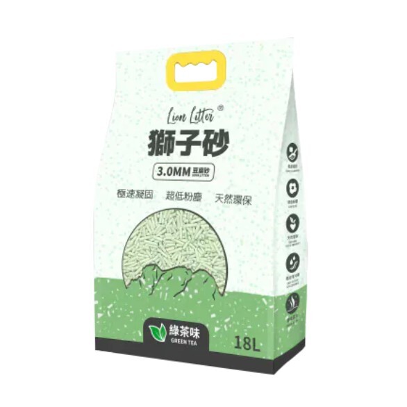 獅子砂 3MM 綠茶味豆腐貓砂-18L**網店限時優惠**