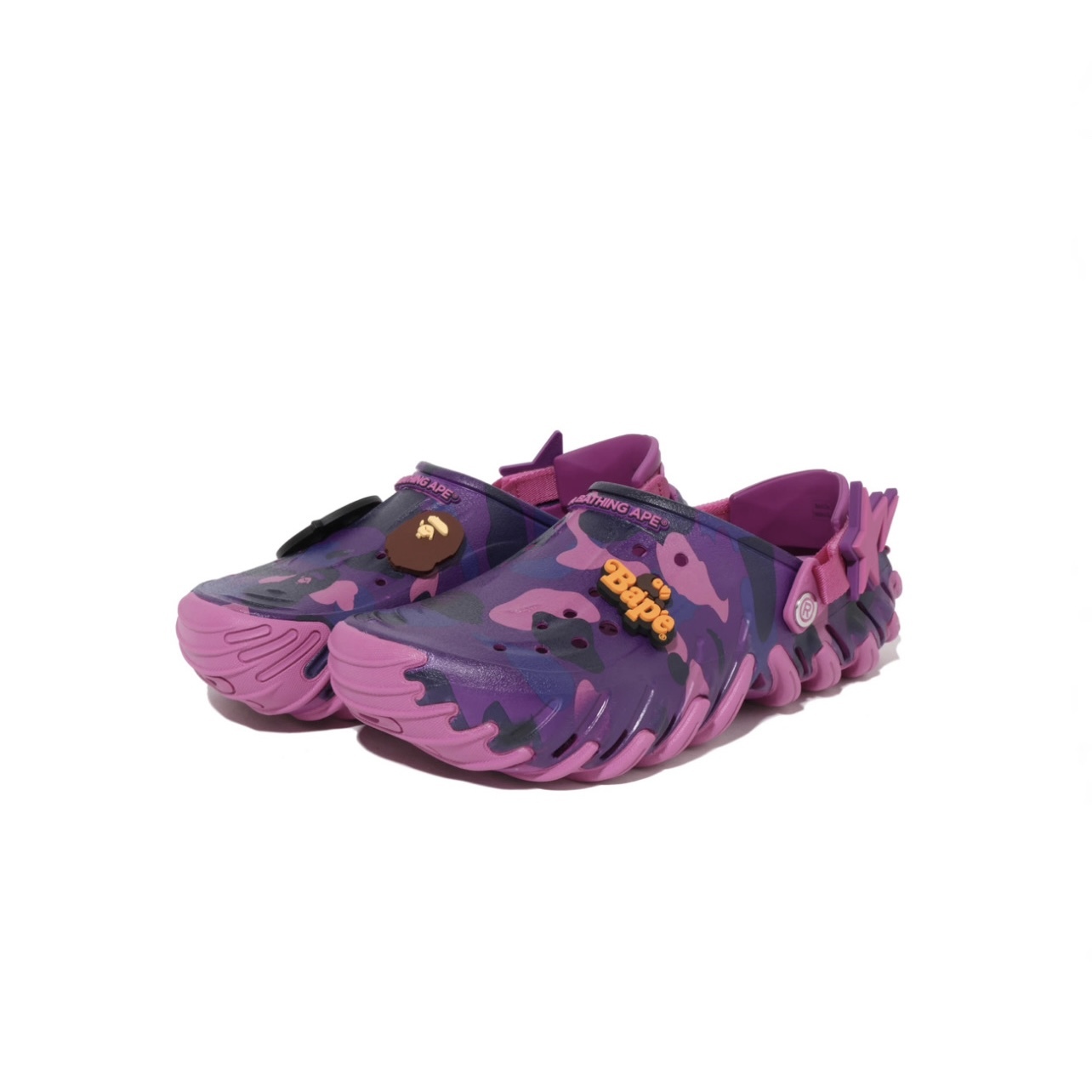 -(C4c)-A BATHING APE BAPE X CROCS ECHO RO CLOG 卡洛斯 聯名款 迷彩 洞洞鞋 藍色/紫色/紅色-1M23191927