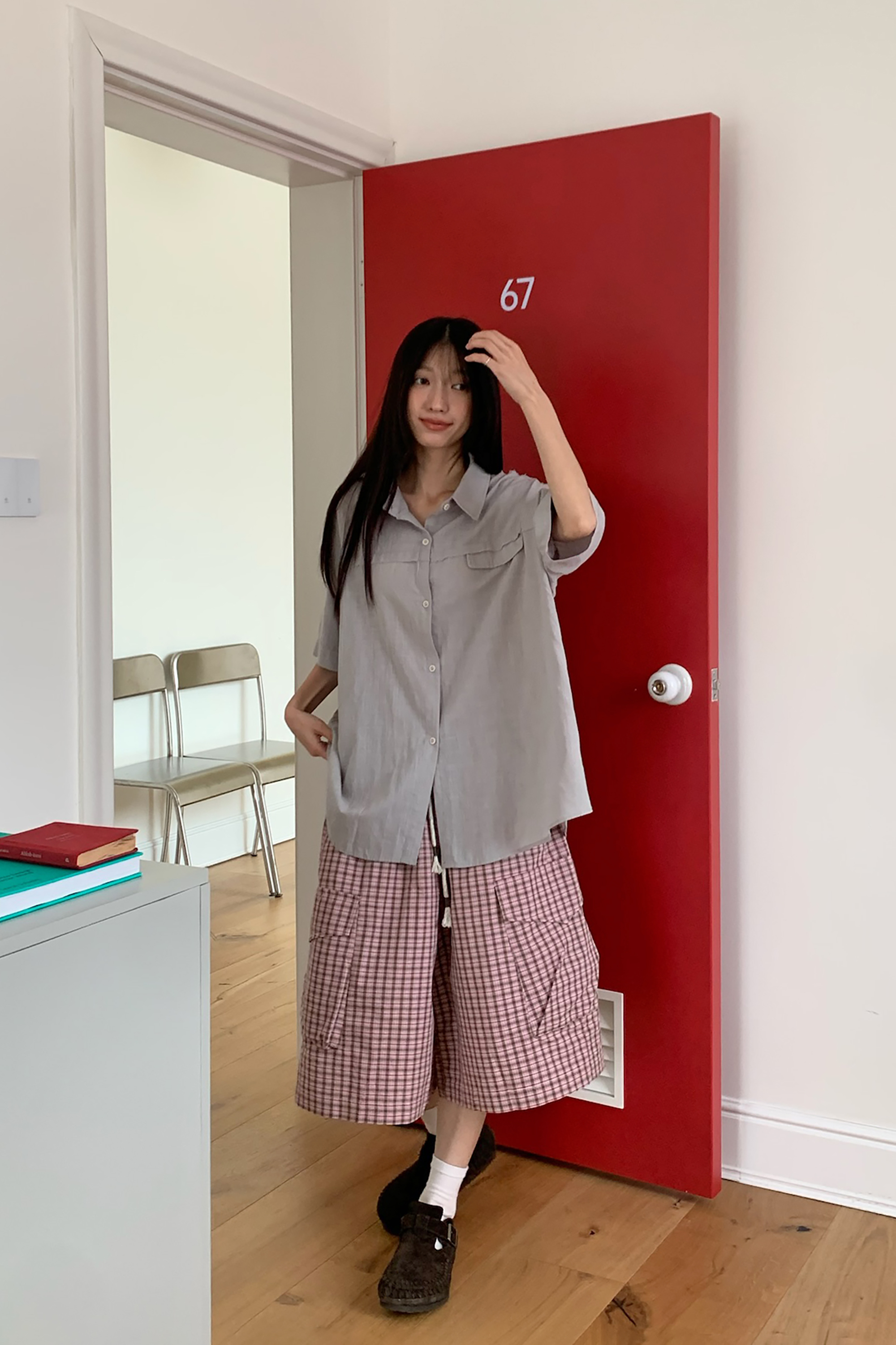 May｜俏皮小格紋六分褲 3色