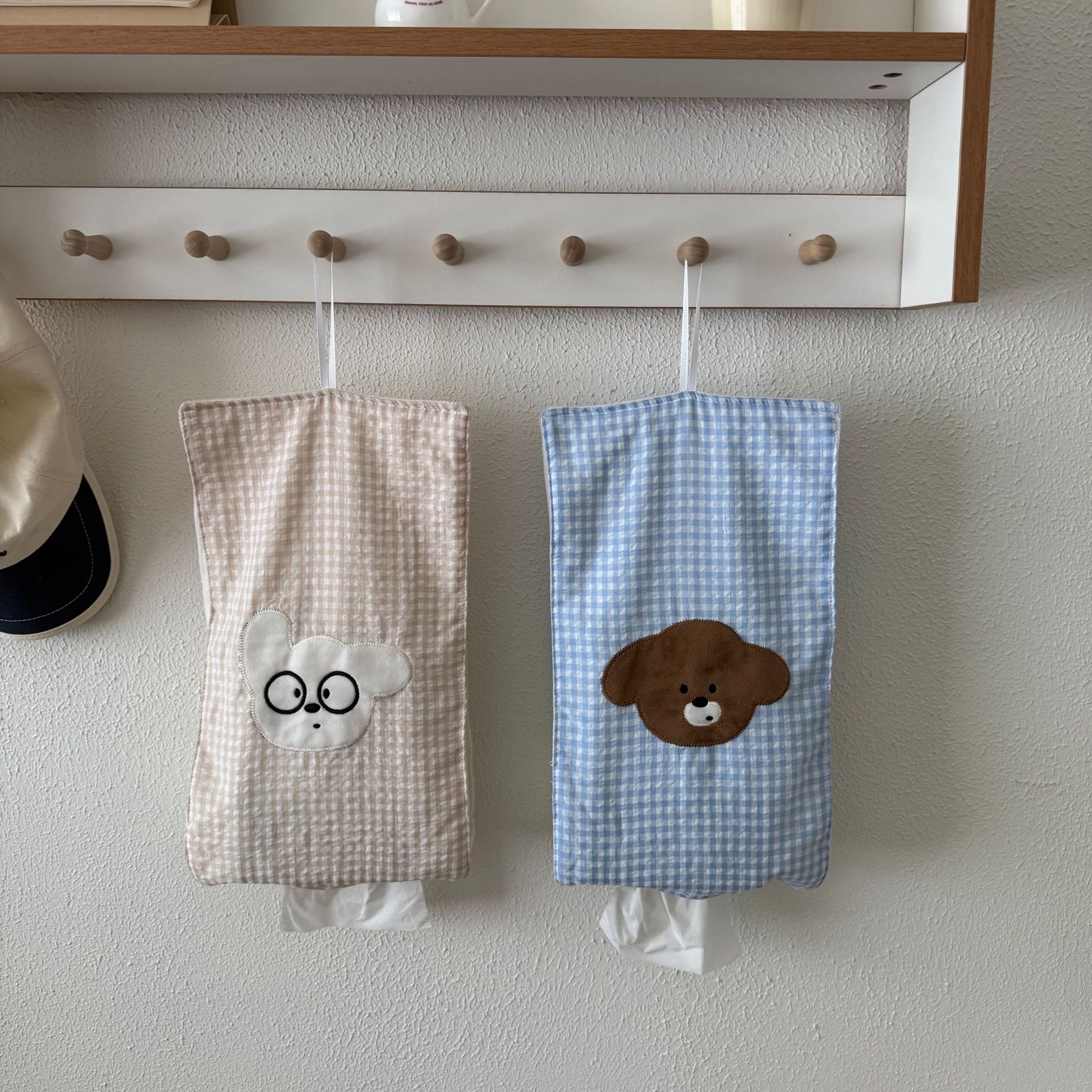 《6745》刺繡狗狗格紋面紙套