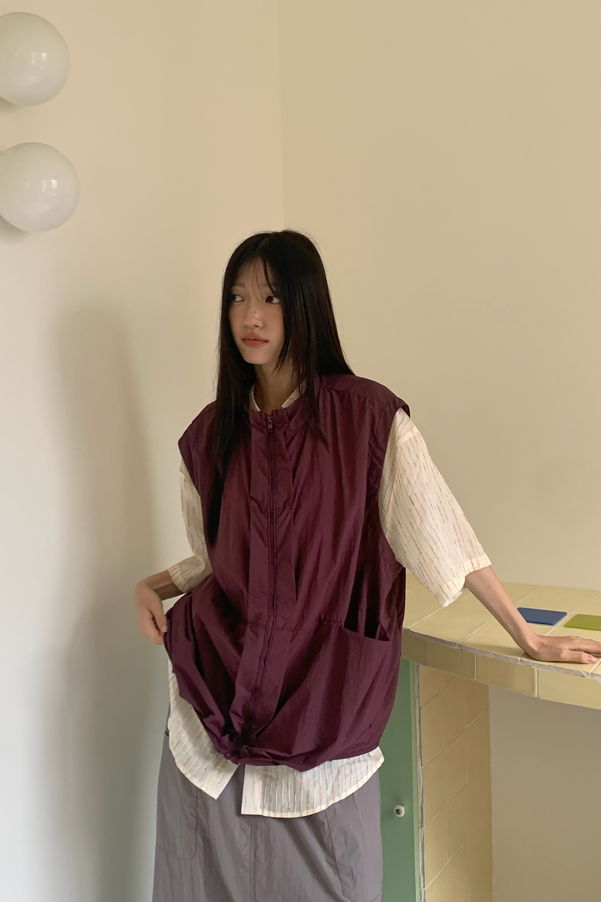 May｜日系寬肩拉鍊背心 4色