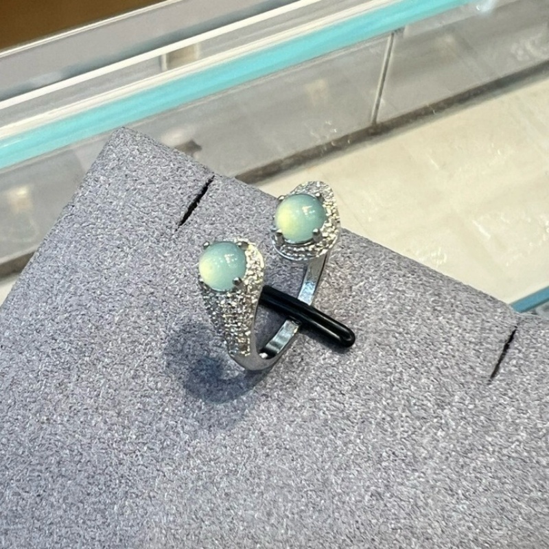 HKAG0509-117 藍水雙蛋面戒指 (yy0060) (A17)