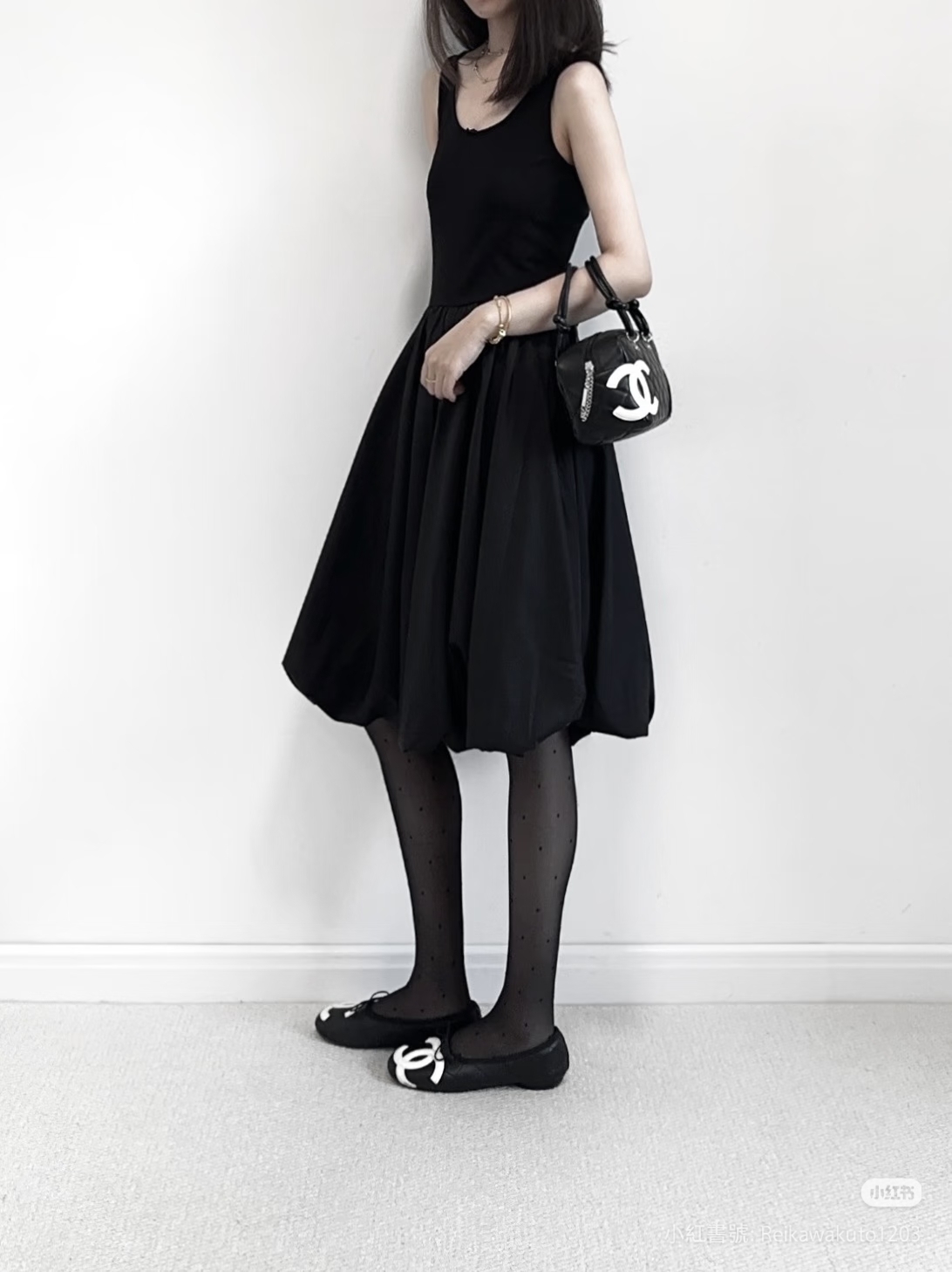 CHANEL CAMBON BALLET FLATS BLACK & WHITE SIZE 37 芭蕾舞平底鞋