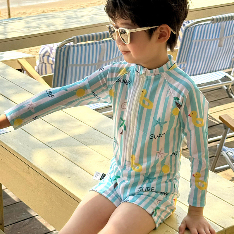 夏浪小鴨 短袖連身泳衣2件組