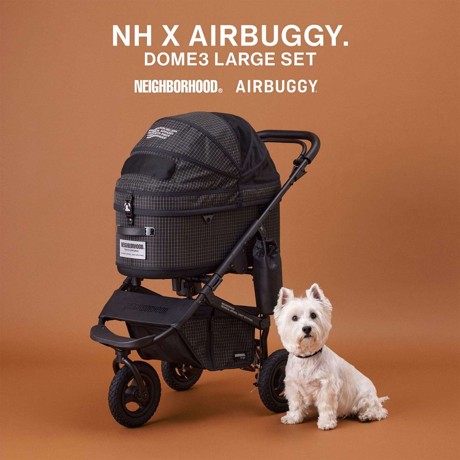 AIRBUGGY x NEIGHBORHOOD 聯名限定款DOME3 PREMIER 寵物推車，首度聯名、數