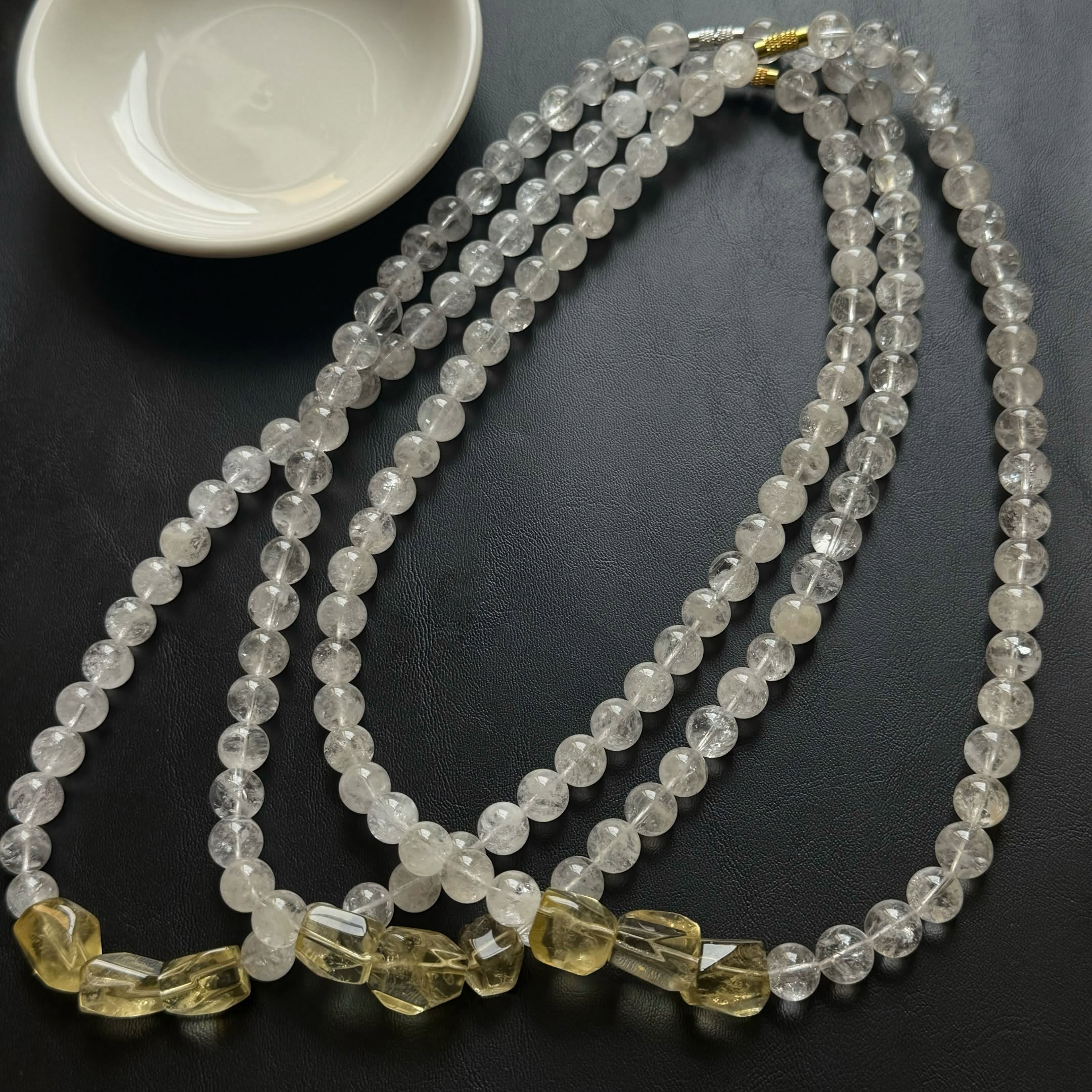 [原石] 白水晶+檸檬黃水晶項鏈