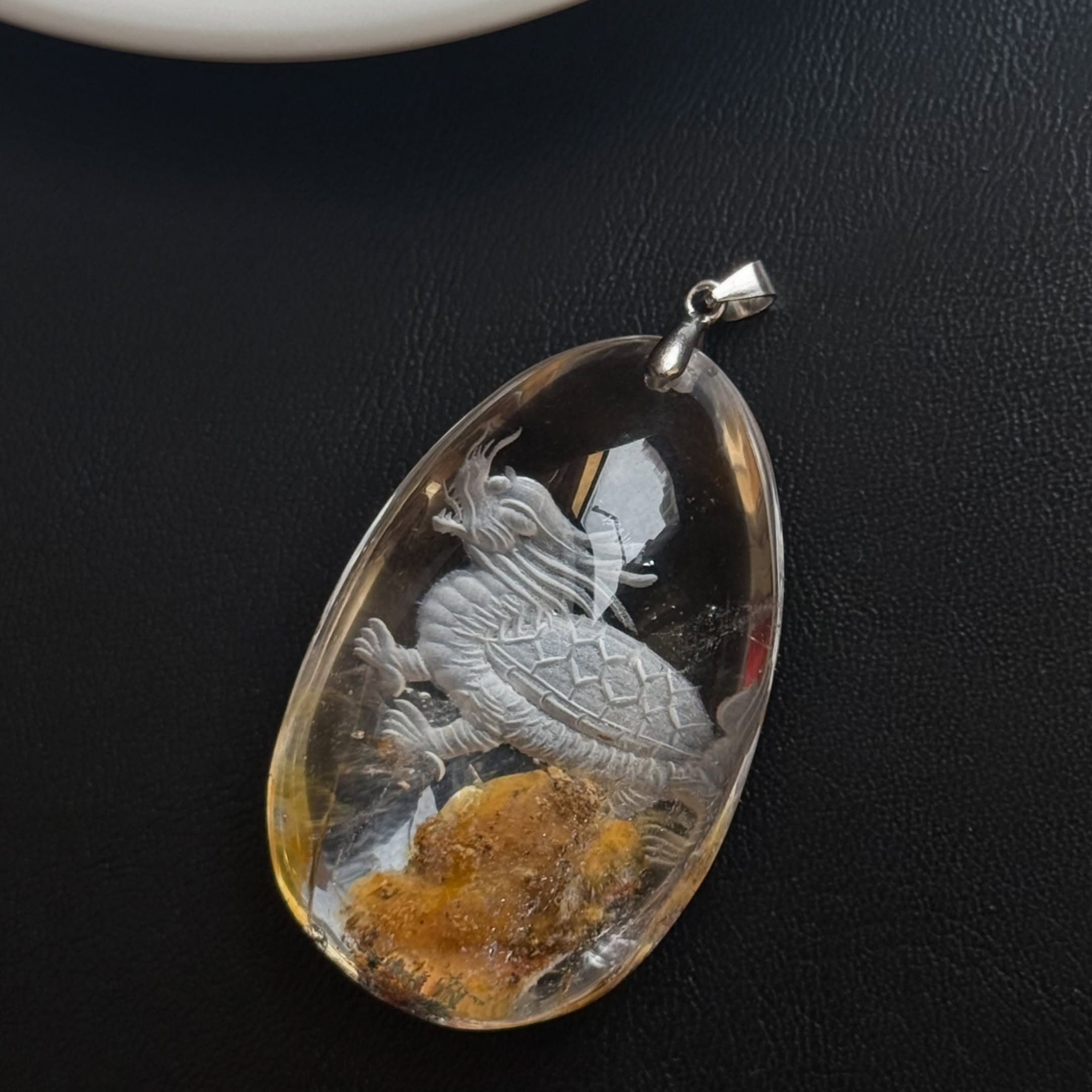 [原石] 幽靈水晶 龍龜 激光雷雕 水晶項鏈