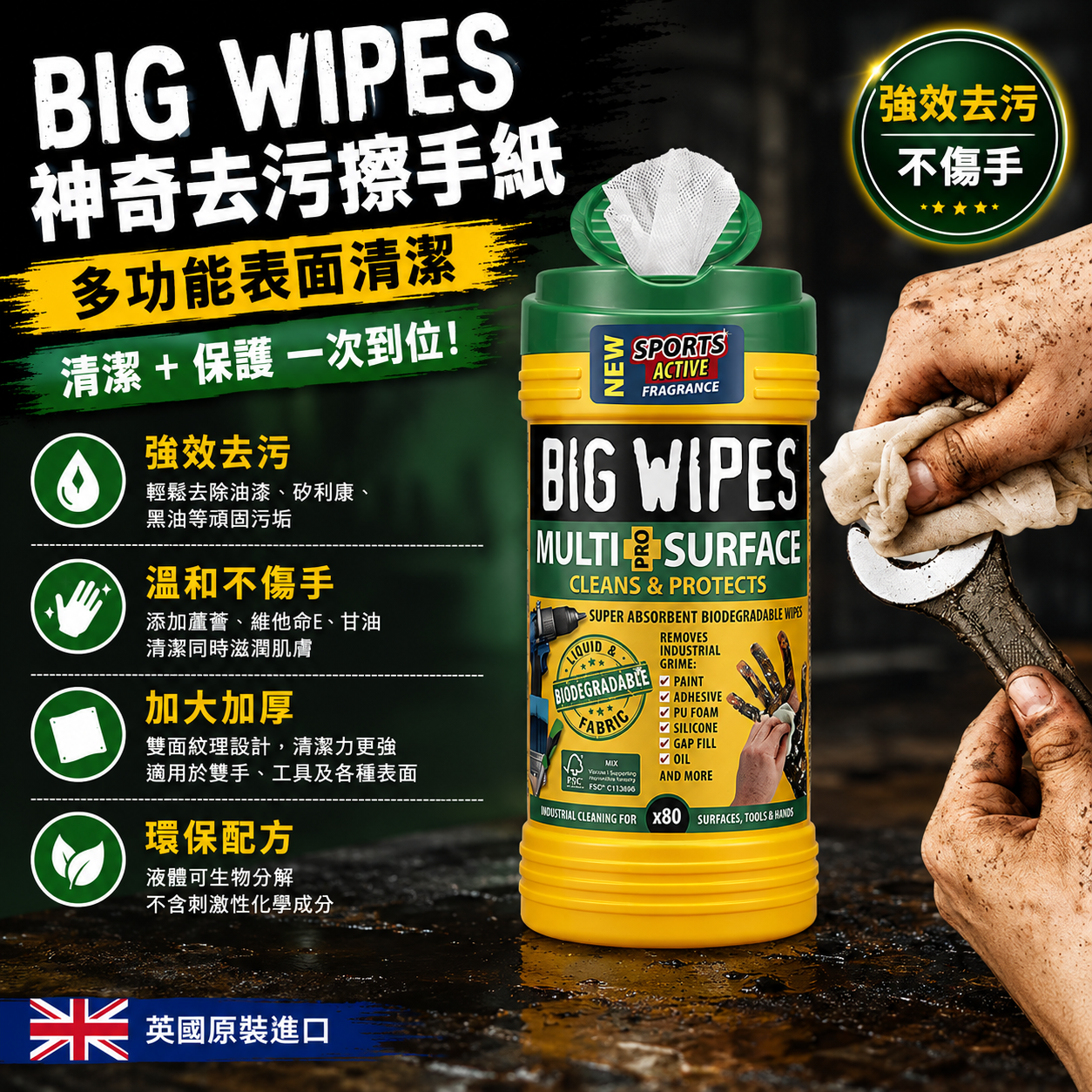 BIG WIPES｜神奇多用途濕紙巾（油漆、矽利康、黑油一擦就乾淨）