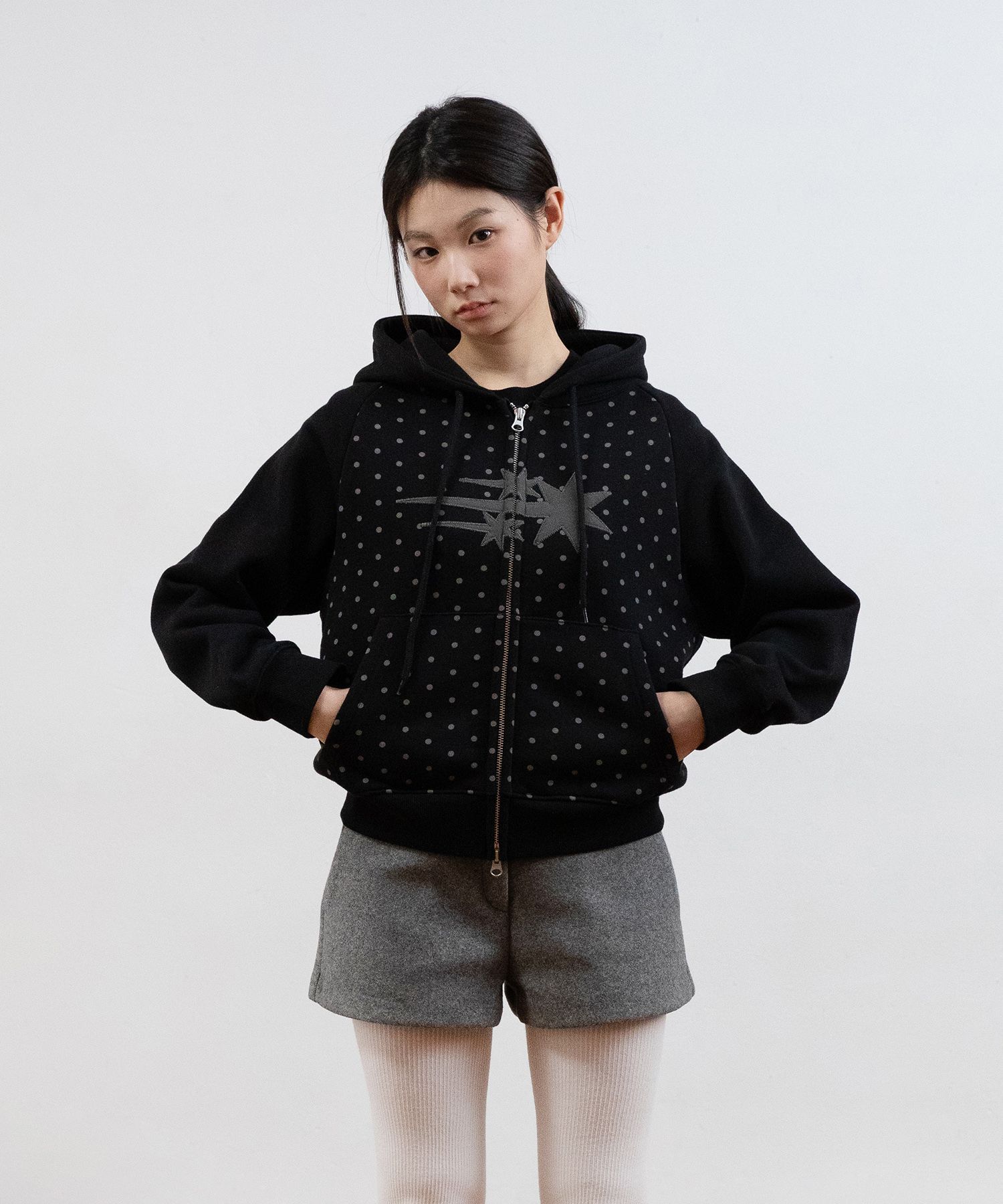 나이스고스트클럽 DOT 3Star 短版拉鍊連帽外套 NG2GSUM493ABK