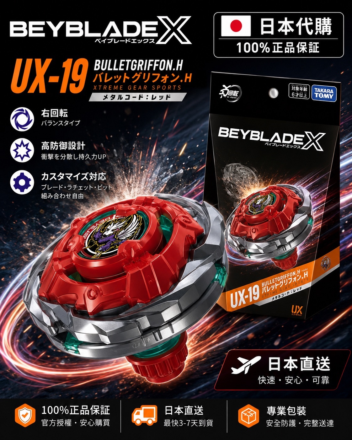 BEYBLADE X 戰鬥陀螺X UX-19 子彈獅鷲