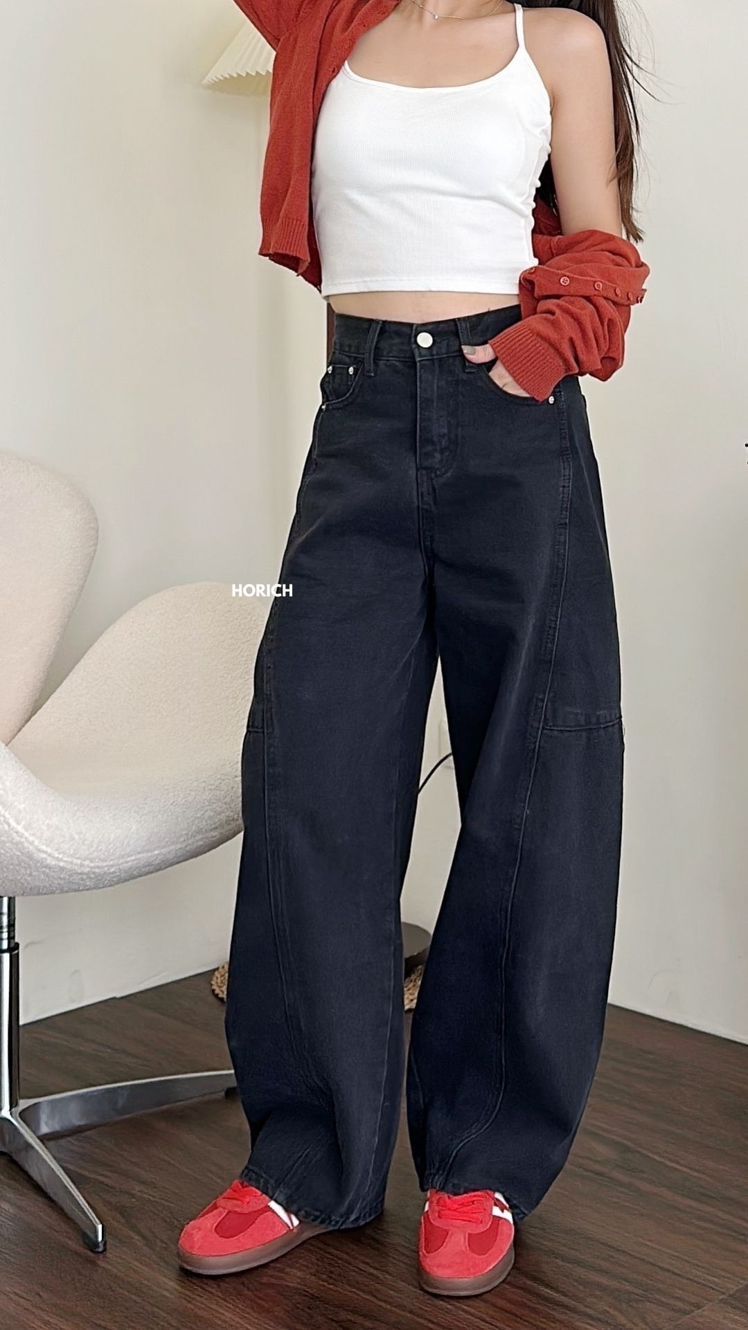 𝗗𝗲𝗰.𝟮𝟯 / 10381-今年必收牛仔寬鬆繭型褲(5色)S-XL / 黑色
