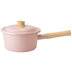 HKHG0512-014 COTTON PLUS 單柄附蓋琺瑯鍋 煙燻粉 Ø18cm (A14)