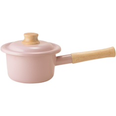 HKHG0512-013 COTTON PLUS 單柄附蓋琺瑯鍋 煙燻粉 Ø14cm (A13)