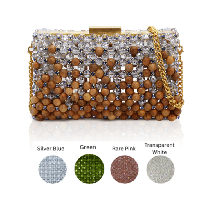 1PO0506-021 [PALERA MILANO] Clutch Wood Crystal #BGCLUT-C10DBW (EU)