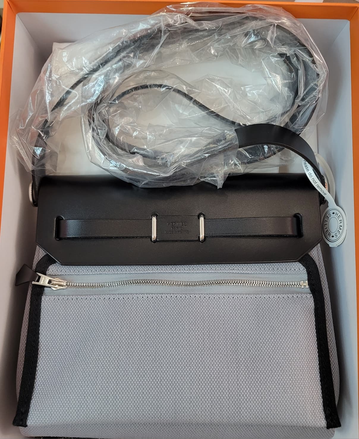 HERMES MINI HERBAG P0 GRIS PANTIN/NOIR CK 木偶灰銀扣