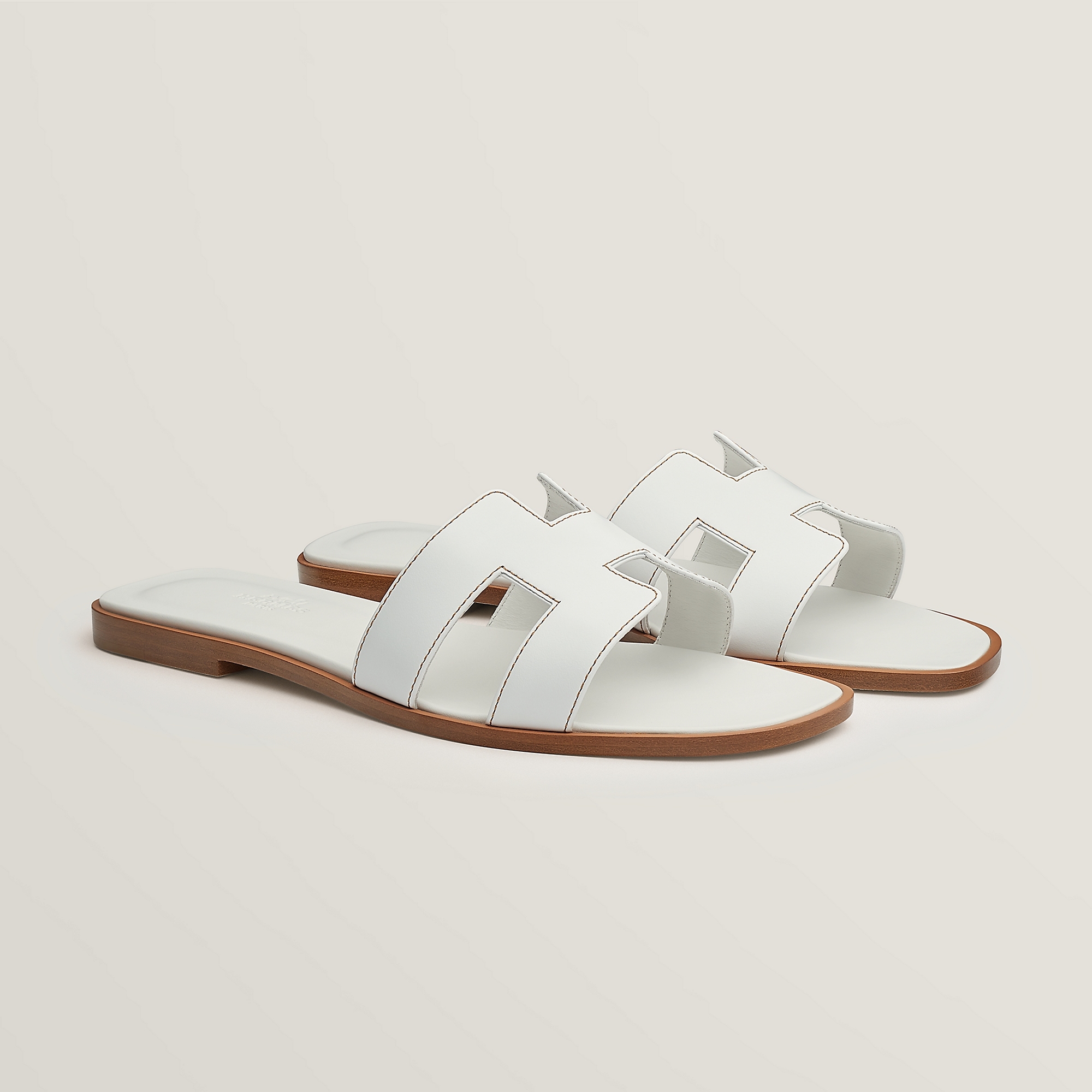 Hermes ORAN sandals blanc 白色平地拖鞋