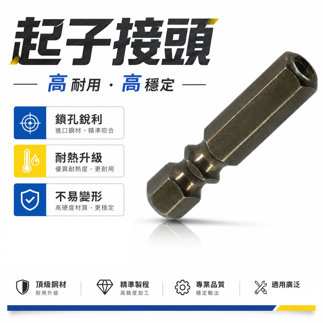 10支組｜台灣製｜六角柄鎖牙式接桿 替換式六角柄起子接頭 替換式水泥鑽尾鑽頭專用｜只有六角鎖牙接頭｜EM63