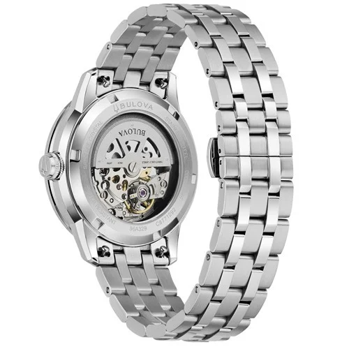 萬年鐘錶 - BULOVA 寶路華  紳士經典藍色鏤空錶盤不鏽鋼機械男錶  96A331  錶徑 40MM