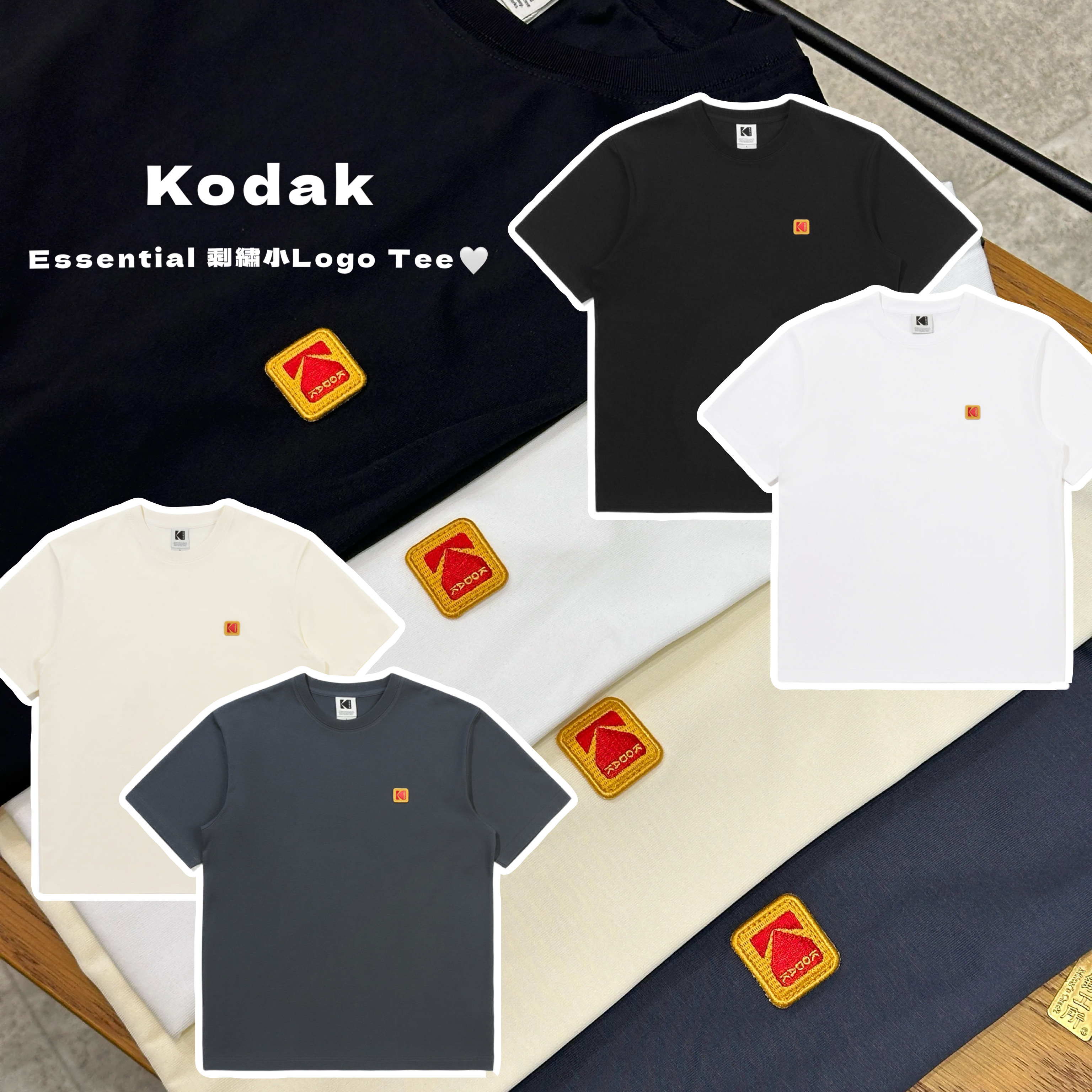 韓國代購｜Kodak Essential 刺繡小logo Tee (4 Colours)