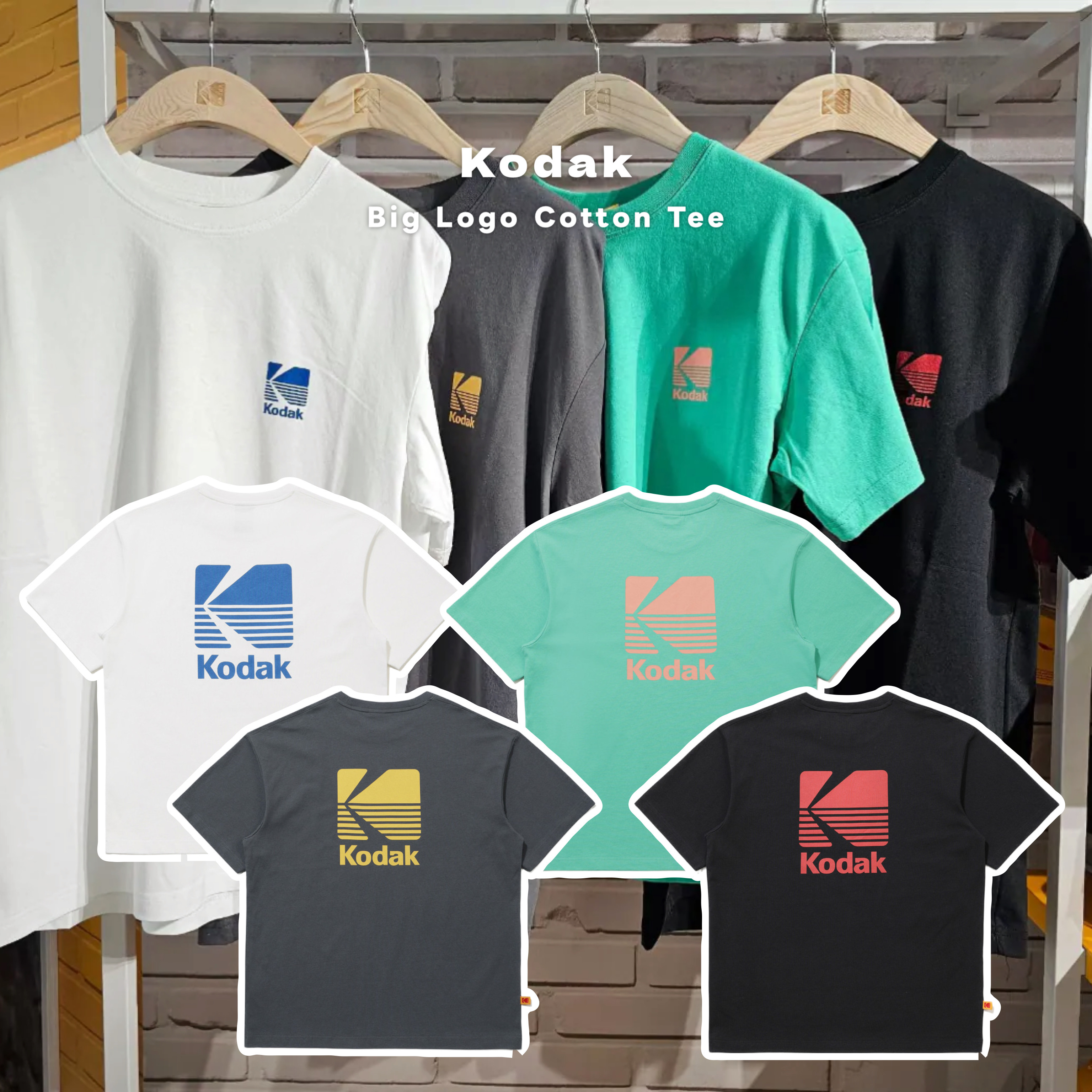 韓國代購｜Kodak Big Logo Cotton Tee (4 Colours)