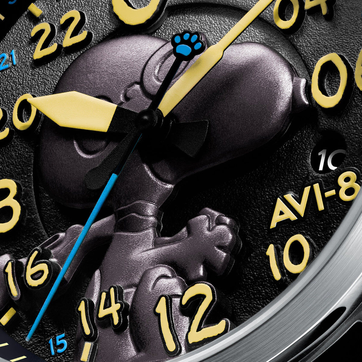 AVI-8 Spitfire Peanuts Snoopy Flying Ace 24 Hour Automatic Limited Edition Charcoal Grey AV-4150-01