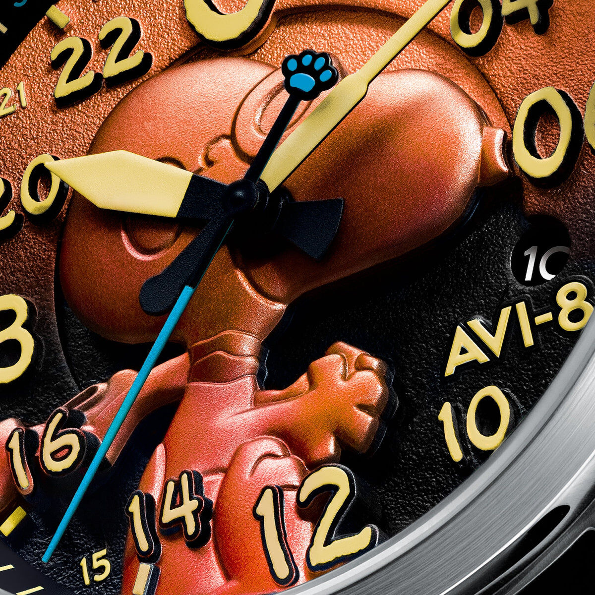 AVI-8 Spitfire Peanuts Snoopy Flying Ace 24 Hour Automatic Limited Edition Burnt Orange AV-4150-02