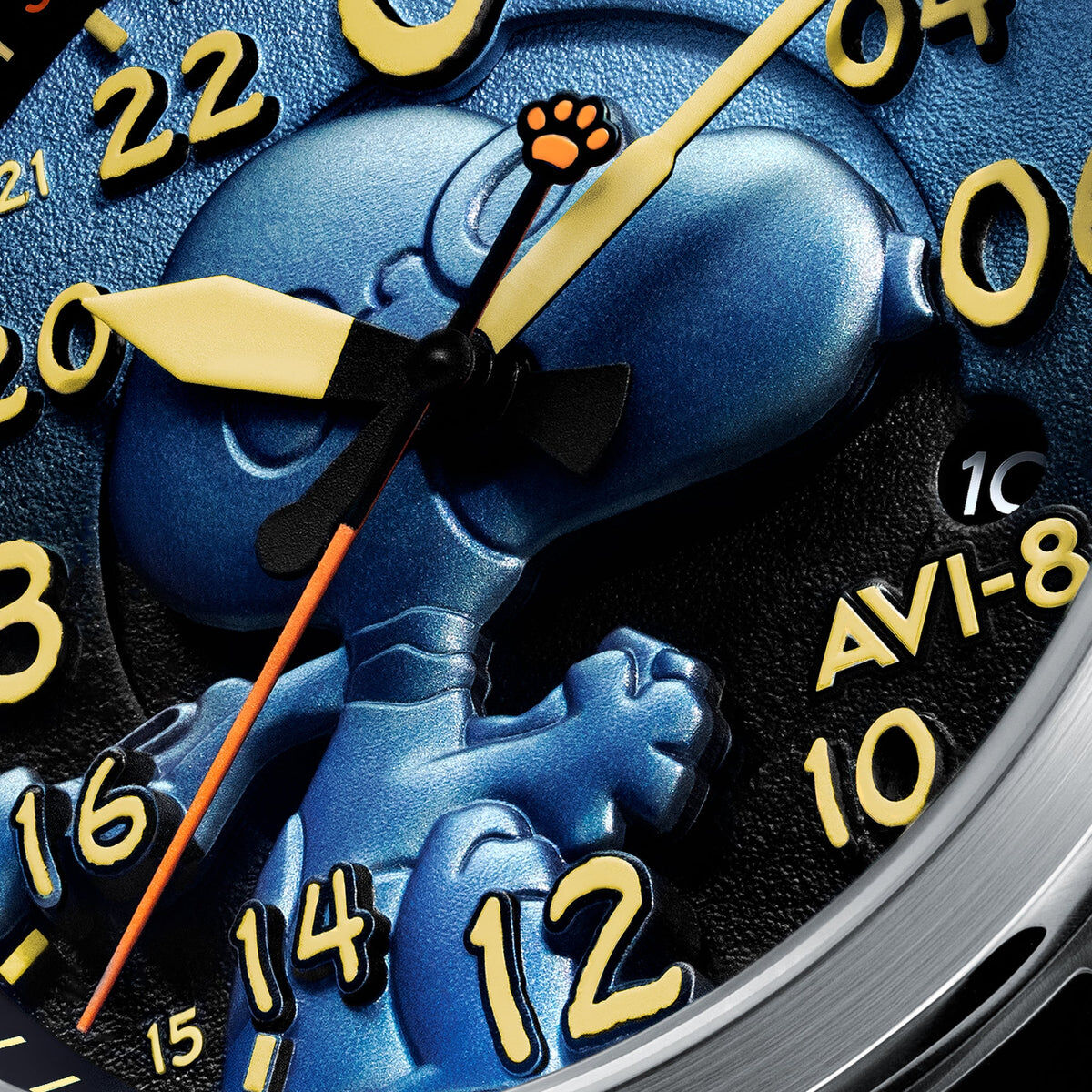AVI-8 Spitfire Peanuts Snoopy Flying Ace 24 Hour Automatic Limited Edition Azure Blue AV-4150-03