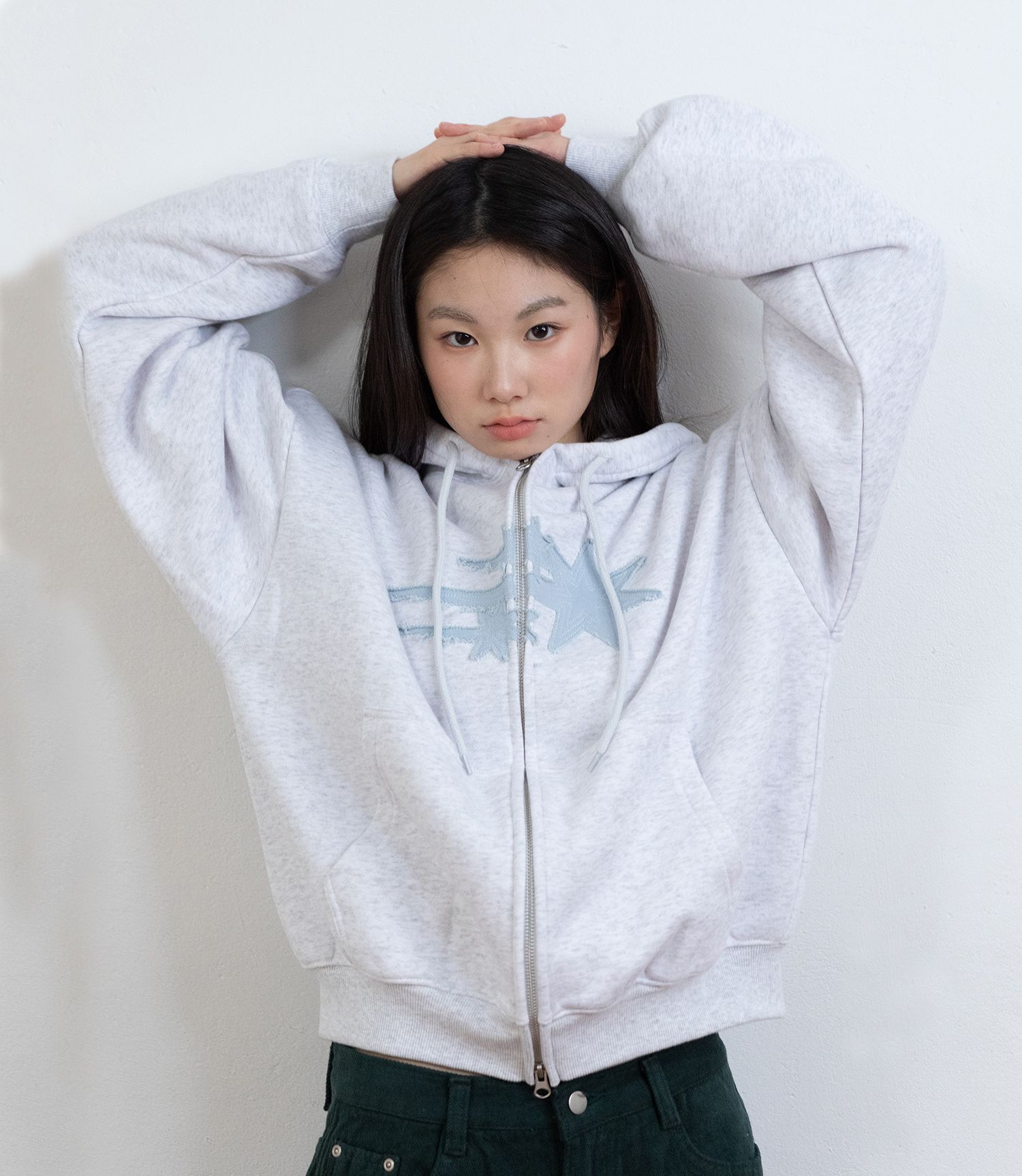 NICEGHOSTCLUB 3星貼布繡連帽拉鍊外套 NG2GSUM490A
