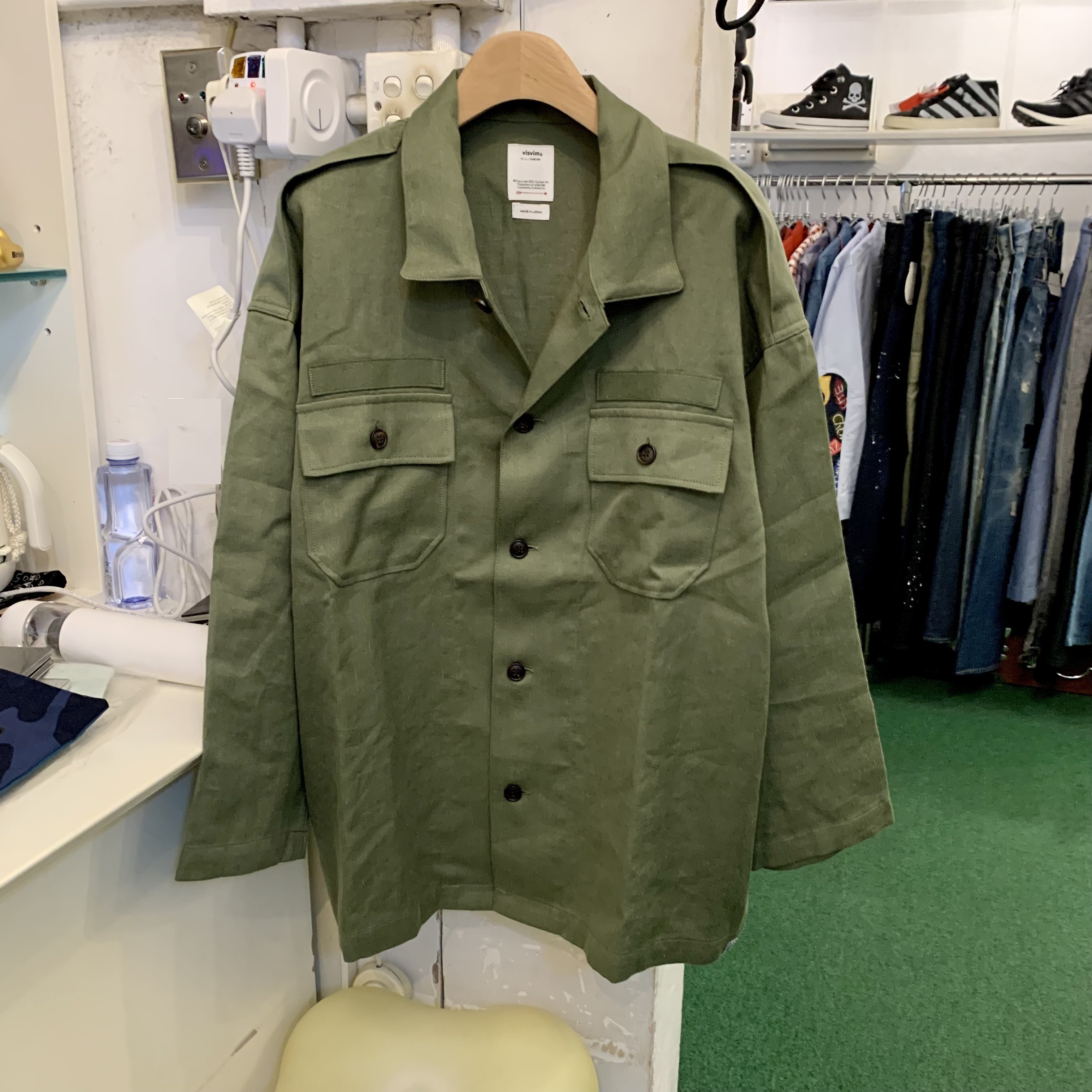 VISVIM CANAAN SHIRT L/S (LINEN/WOOL) (( USED A )) 中古美品 - OLIVE SIZE 4 IN STOCK NOW (現貨發售中)