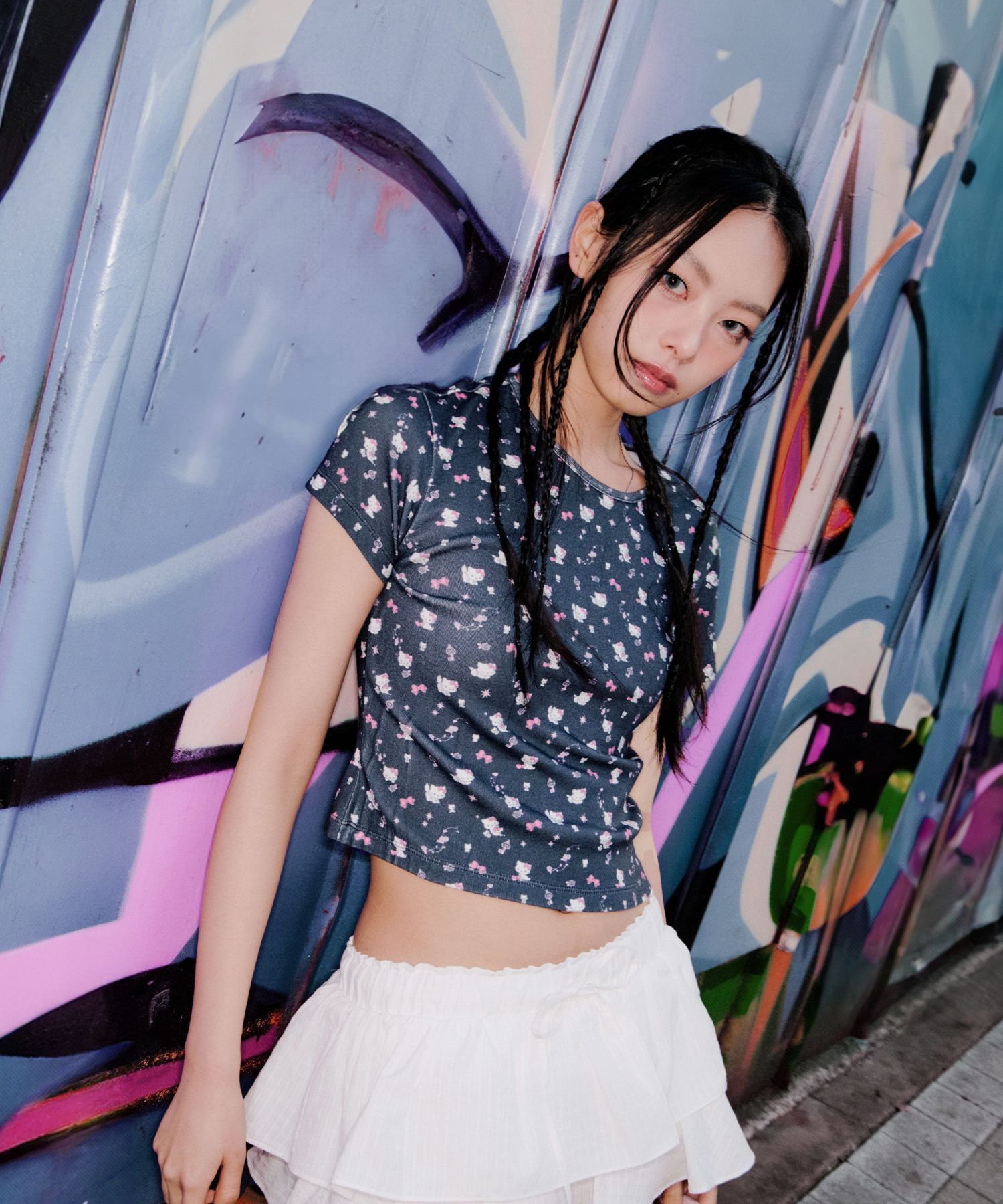 KIRSH X 恰咪 滿版印花短版 T-Shirt 海軍藍 J6222LRS03NAA