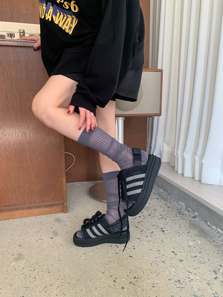 Adidas Gazelle Bold Sandal 日本限定 丹寧 牛仔黑 增高 厚底 涼拖鞋 KI0007