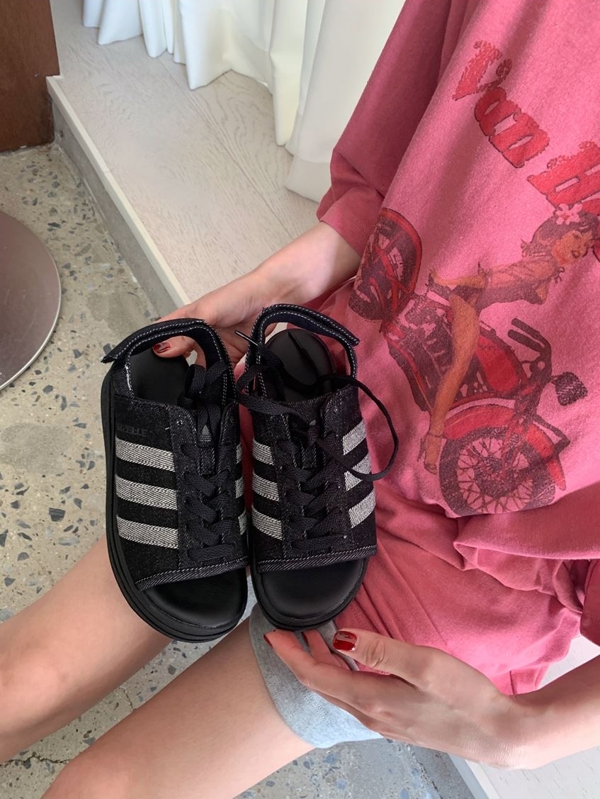 Adidas Gazelle Bold Sandal 日本限定 丹寧 牛仔黑 增高 厚底 涼拖鞋 KI0007