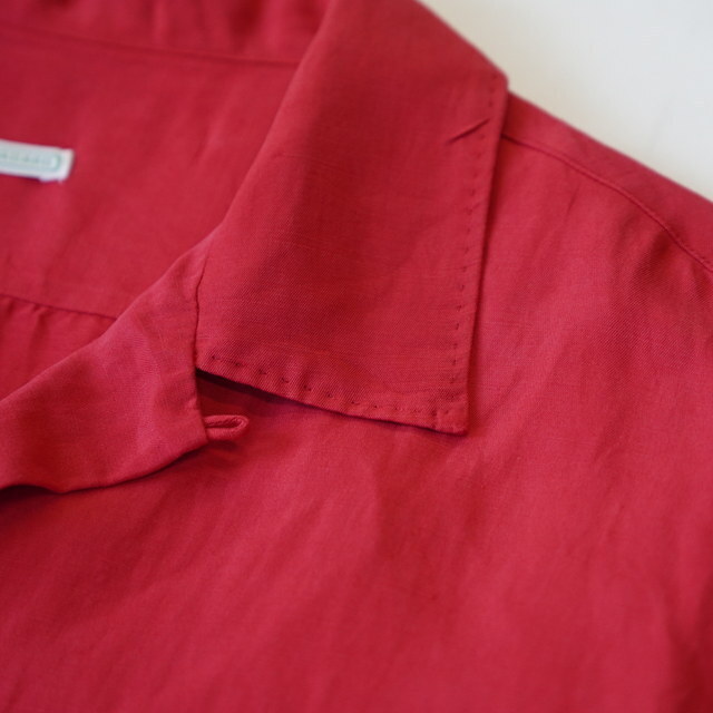 LAST PCS: A.PRESSE 2026 VINTAGE SILK LINEN OPEN COLLAR SHIRT S/S (26SAP-02-09) - RED PRE ORDER ITEM (預訂中)