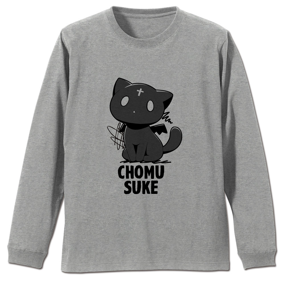 手描き風ちょむすけ袖ﾘﾌﾞﾛﾝｸﾞｽﾘｰﾌﾞTｼｬﾂ/BLACK COSPA 052526