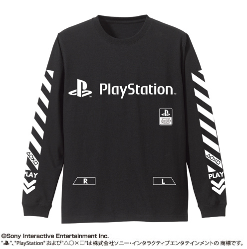袖ﾘﾌﾞﾛﾝｸﾞｽﾘｰﾌﾞTｼｬﾂPlayStation/BLACK COSPA 052526