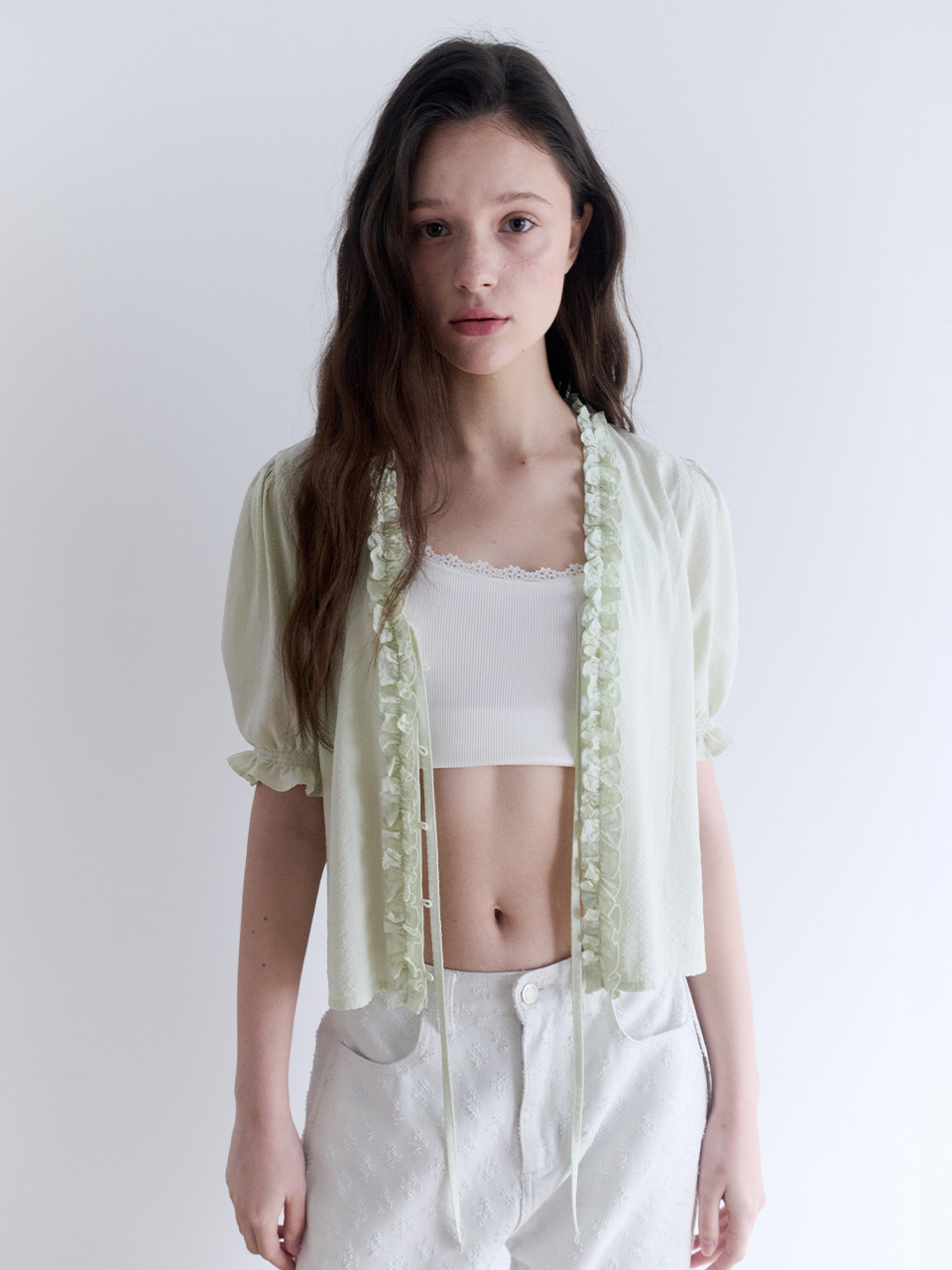 ROLAROLA FRILL OPEN BLOUSE