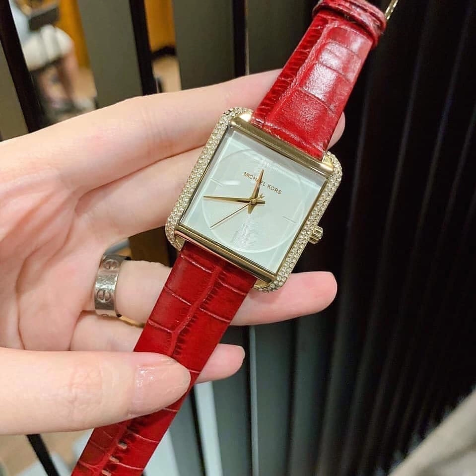 【Michael Kors】MK2623 古典 紅色 晶鑽錶圈 質感 皮革 女款 石英錶