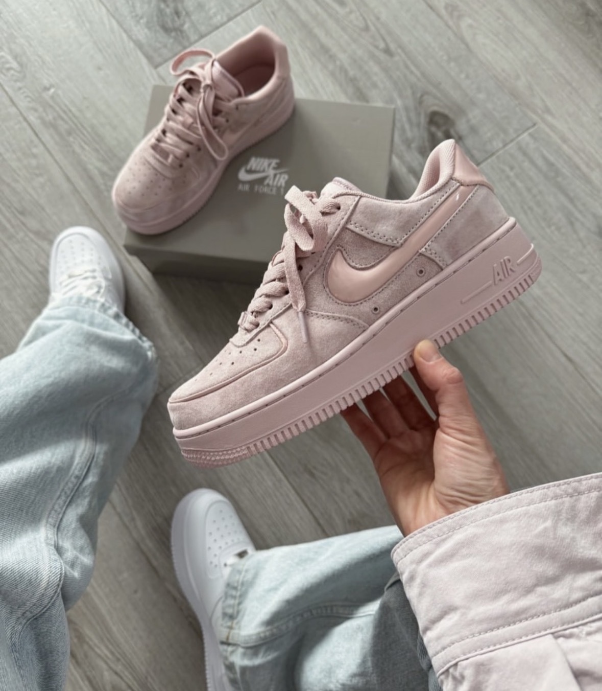 Nike Air Force 1 淡粉色 麂皮 果凍勾 絨面 HV4406-601/預購