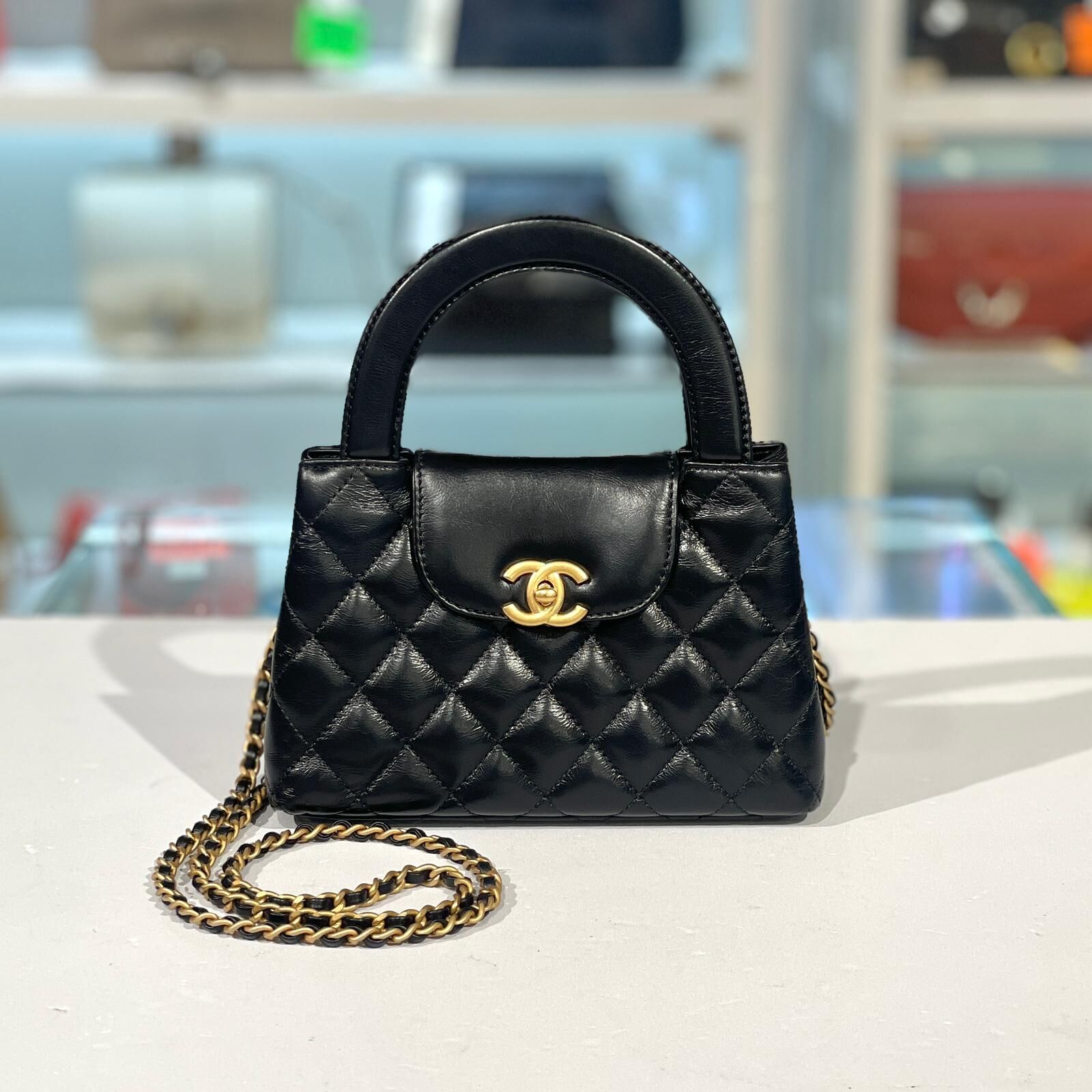 全新CHANEL KELLY 20  AS4416 黑金羊皮@晶片款 #BRAND NEW #兩年免費保養 #香榭站正品