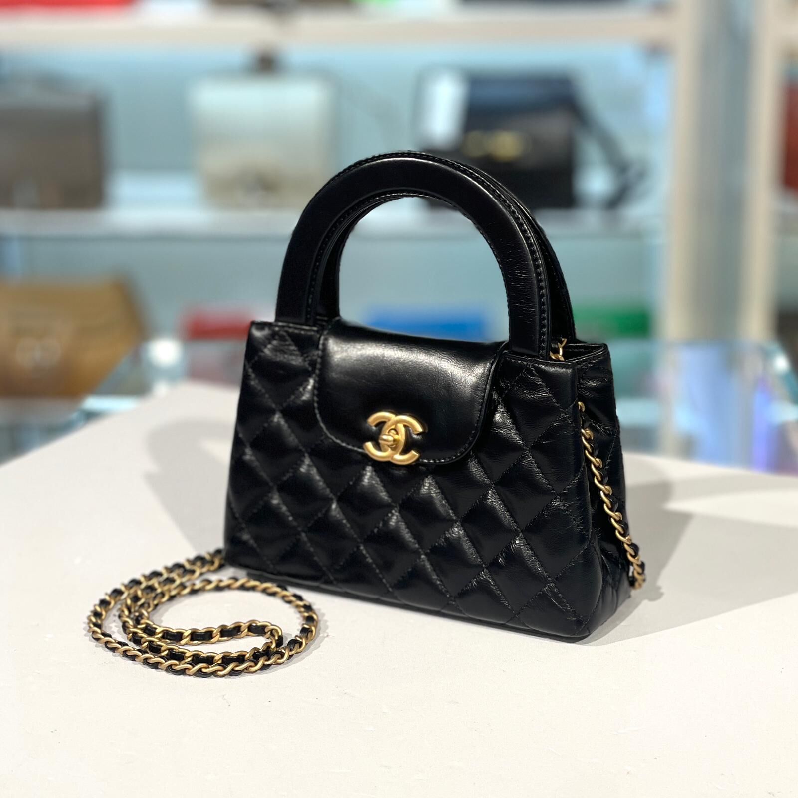 全新CHANEL KELLY 20  AS4416 黑金羊皮@晶片款 #BRAND NEW #兩年免費保養 #香榭站正品