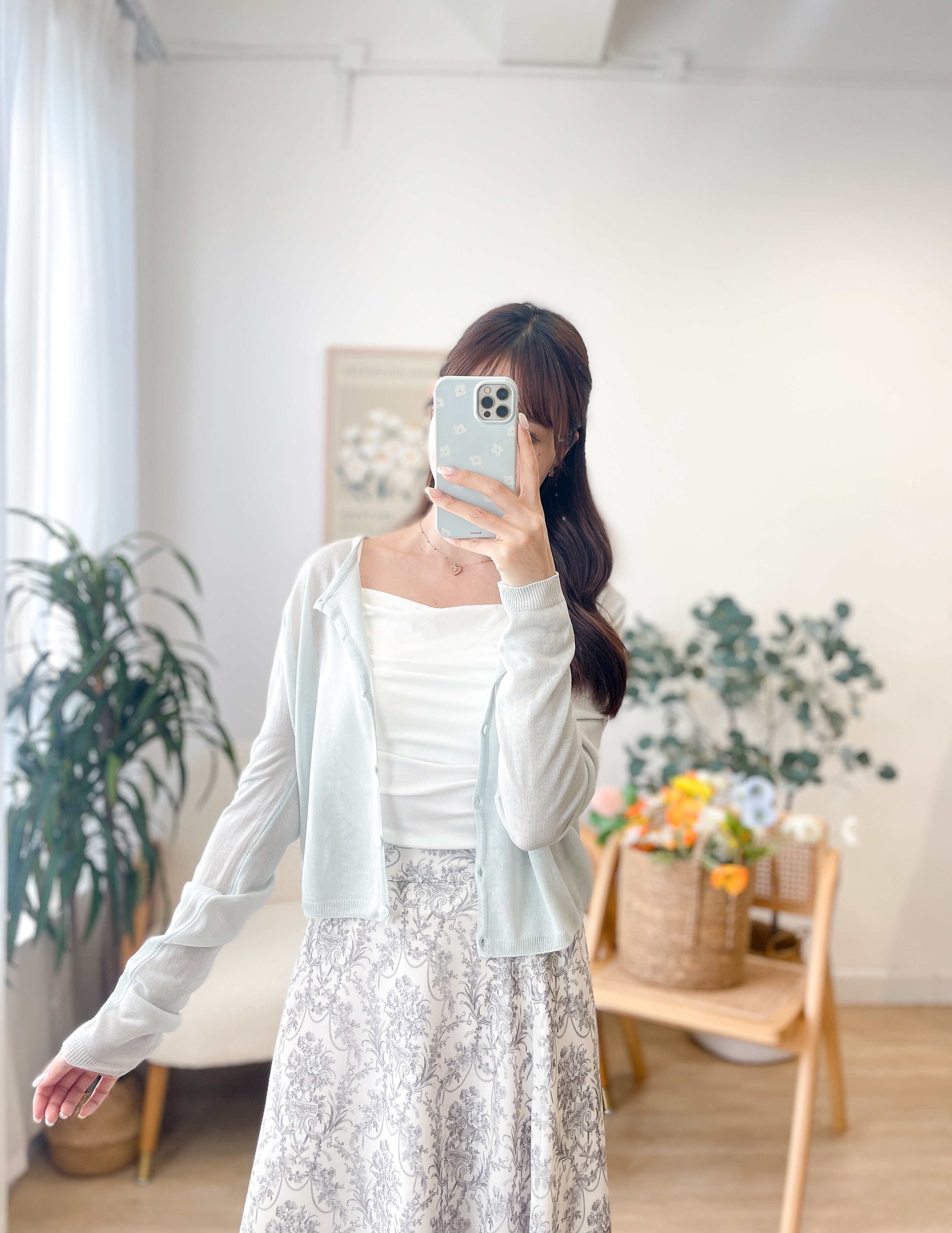 JK295 Peony & Mint Lightweight Cardigan