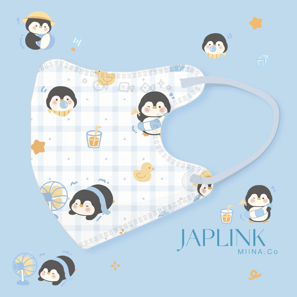 JAPLINK【 VXS 0~3歲 】3D 立體幼童口罩 / 小企鵝