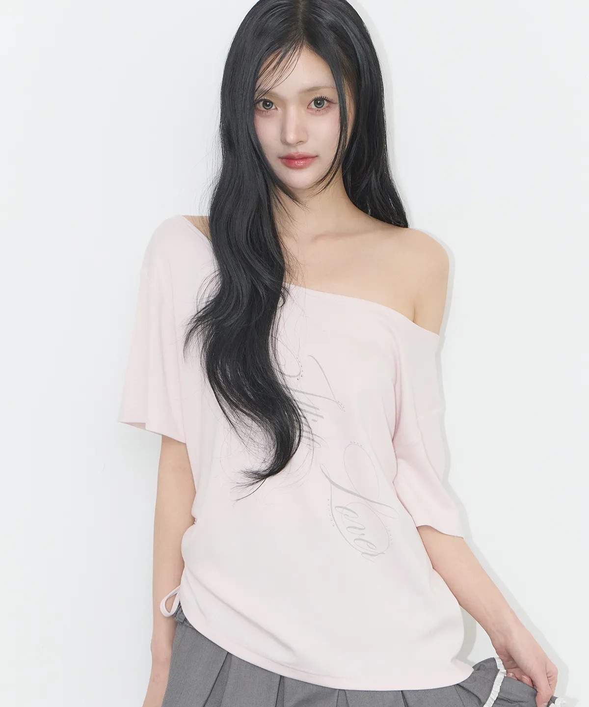 ILLIGO Ribbon String Off Shoulder T-Shirt