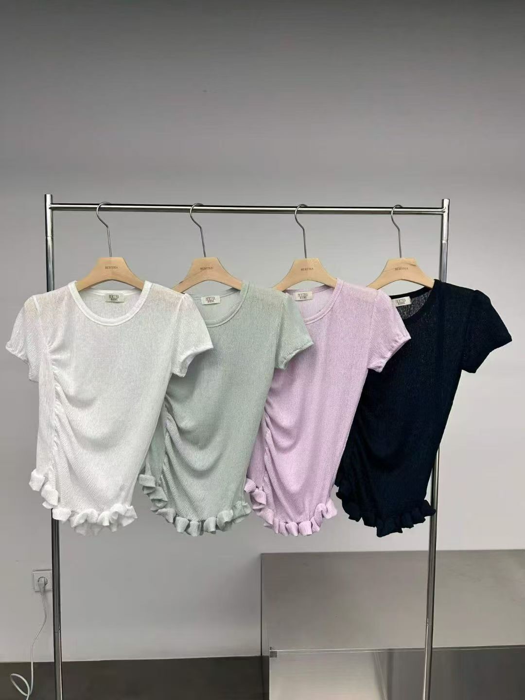 BE2604 Unbalanced Ruffle Tee