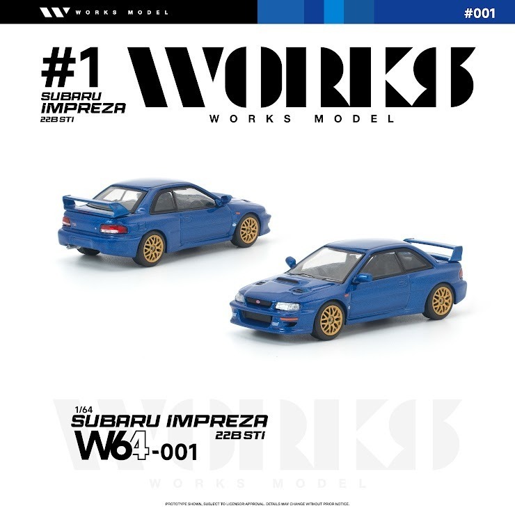 PO-$90 * WORKS MODEL * 1:64 SUBARU IMPREZA 22B STI BLUE