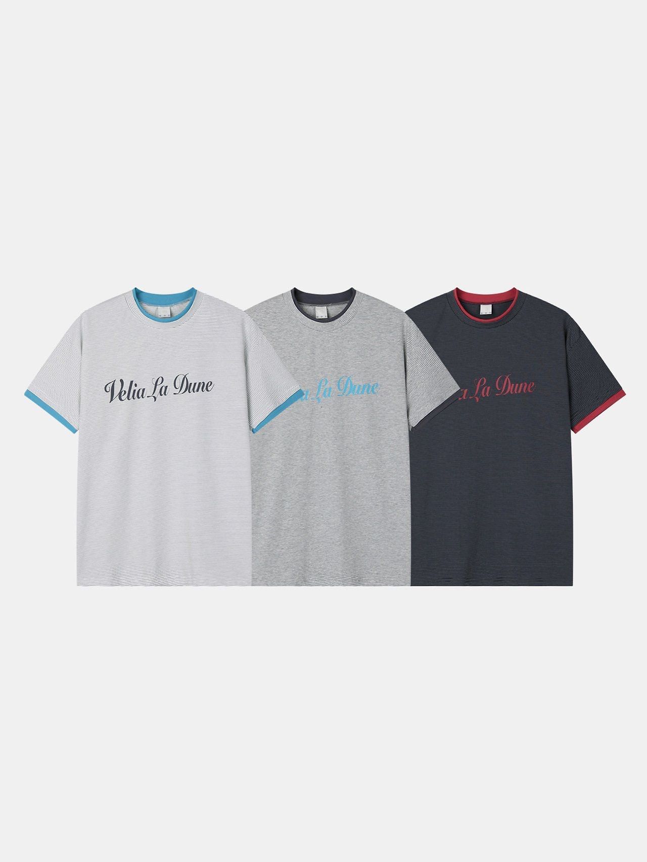 英文字橫紋短袖Tee DOT-077T