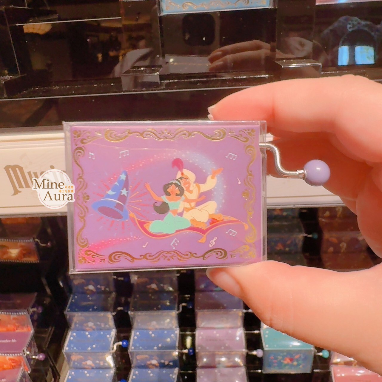 茉莉公主 Jasmine 阿拉丁 Aladdin 坐魔毯圖案 迷你音樂盒 -香港迪士尼樂園
