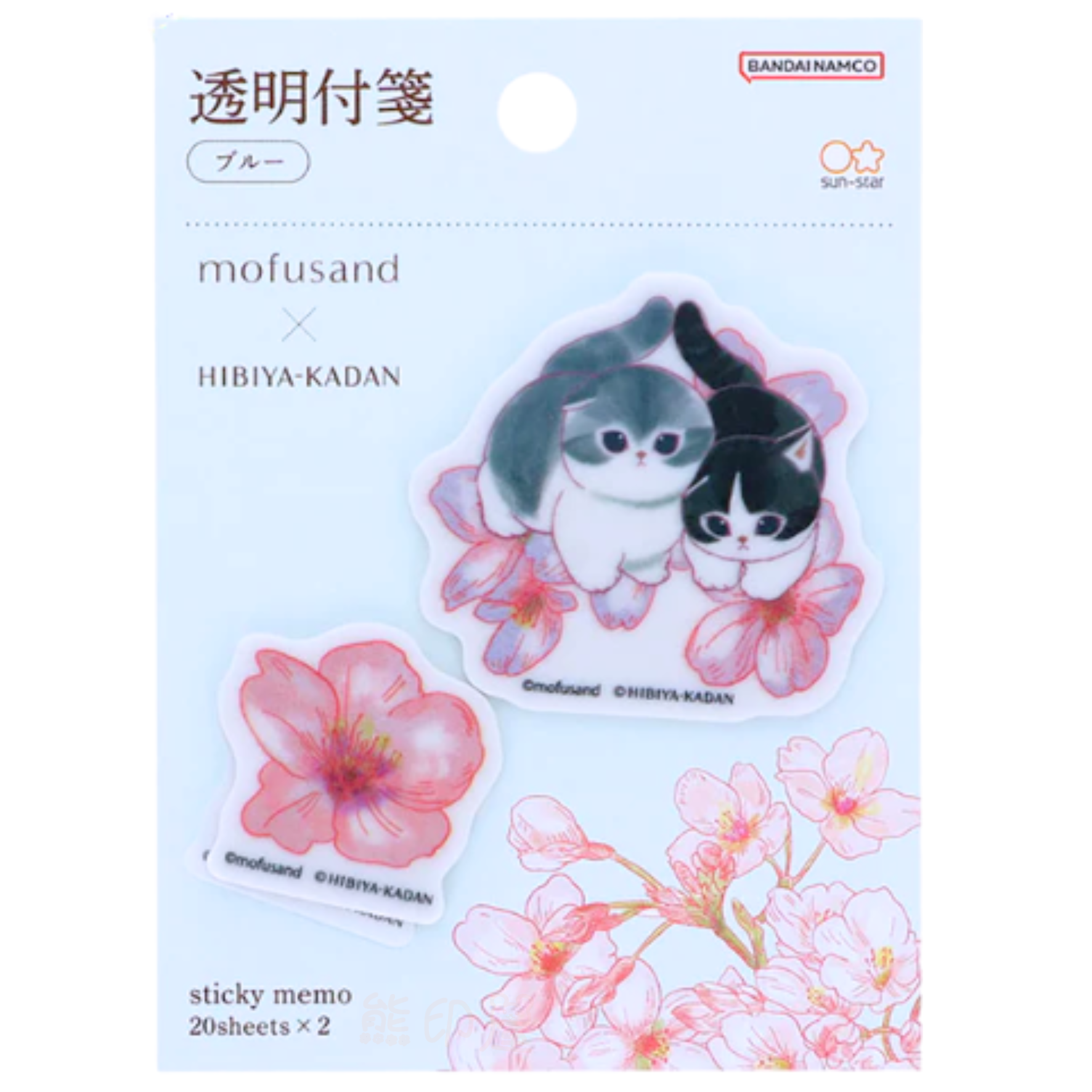 日本Mofusand X 日比谷花壇 (櫻花款) 半透明便條貼 備忘錄Memo 40枚 日本製 (平行進口)