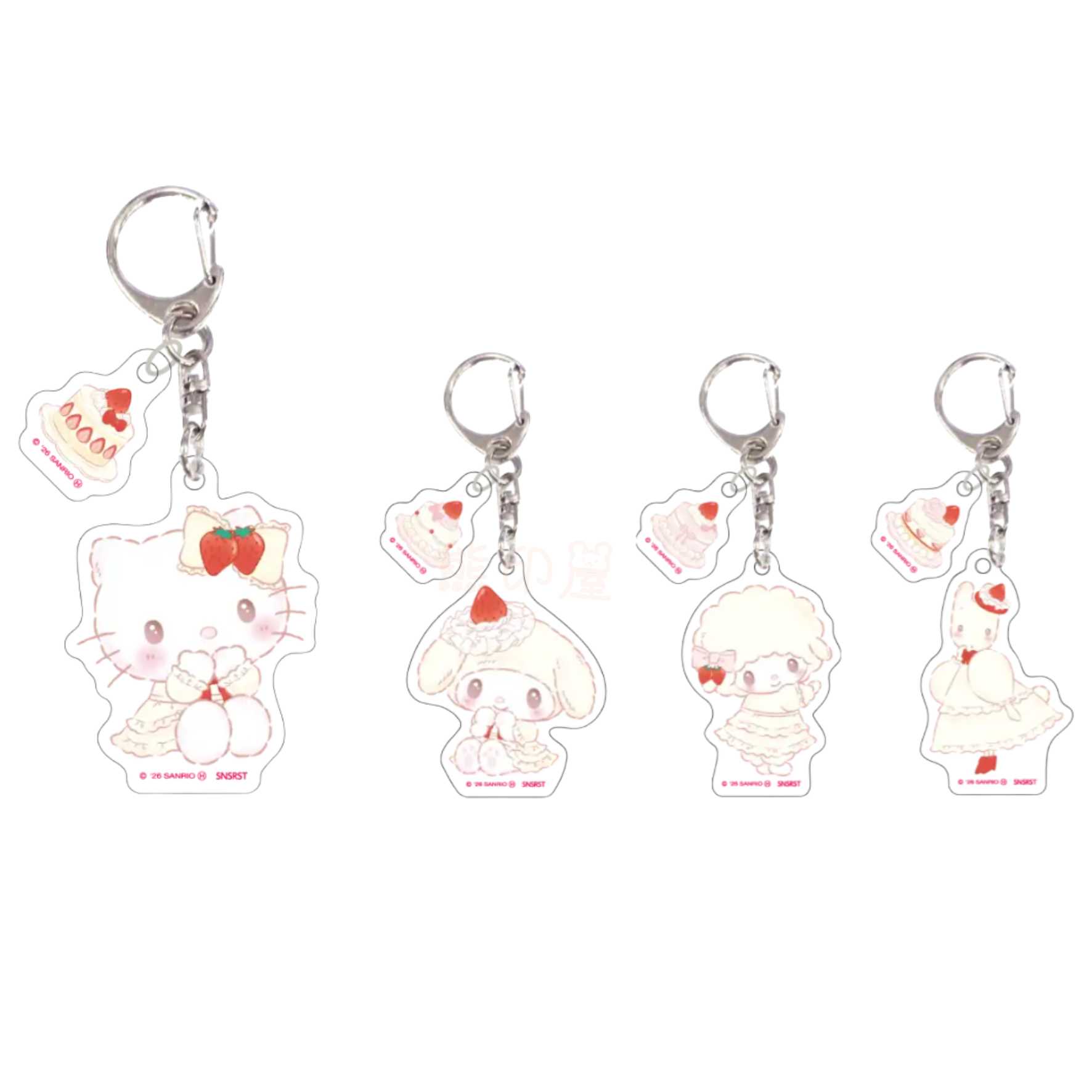 Sanrio - My Melody, Hello Kitty 白草莓系列 壓克力鑰匙扣掛件 盲袋 隨機發貨一款 (平行進口)