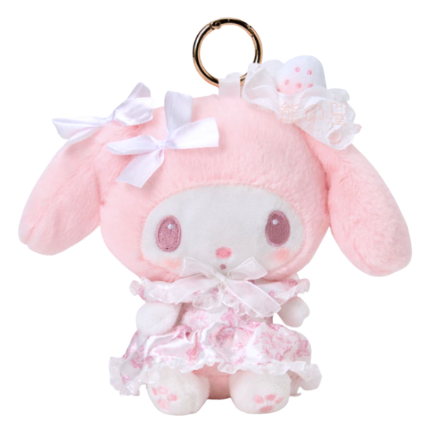 Sanrio - My Melody白草莓下午茶系列 毛公仔鑰匙扣掛件 拉鏈內藏有環保袋 (平行進口)